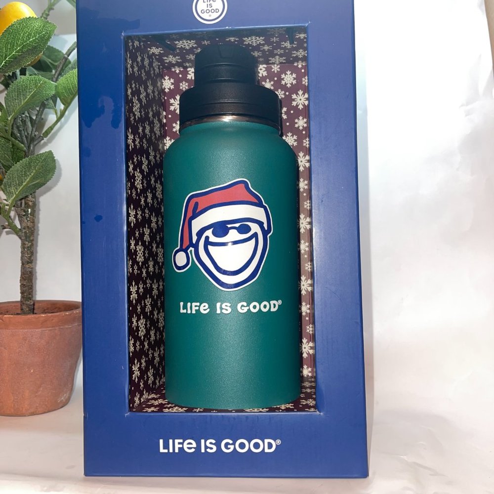 LIFE IS GOOD 32 oz WIDE STAINLESS STEEL WATER BOTTLE